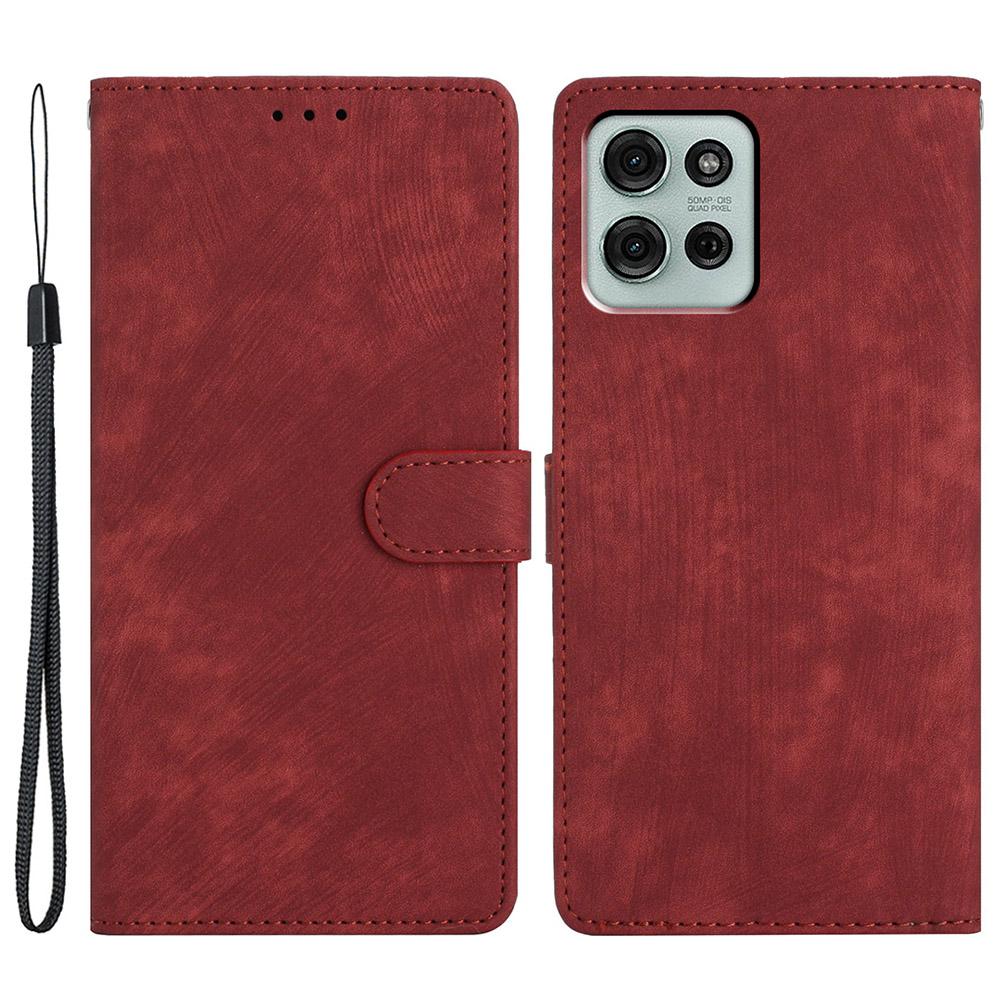

For Motorola Moto G75 5G Case with Card Clots Skin-Touch PU Leather Phone Cover Stand Red