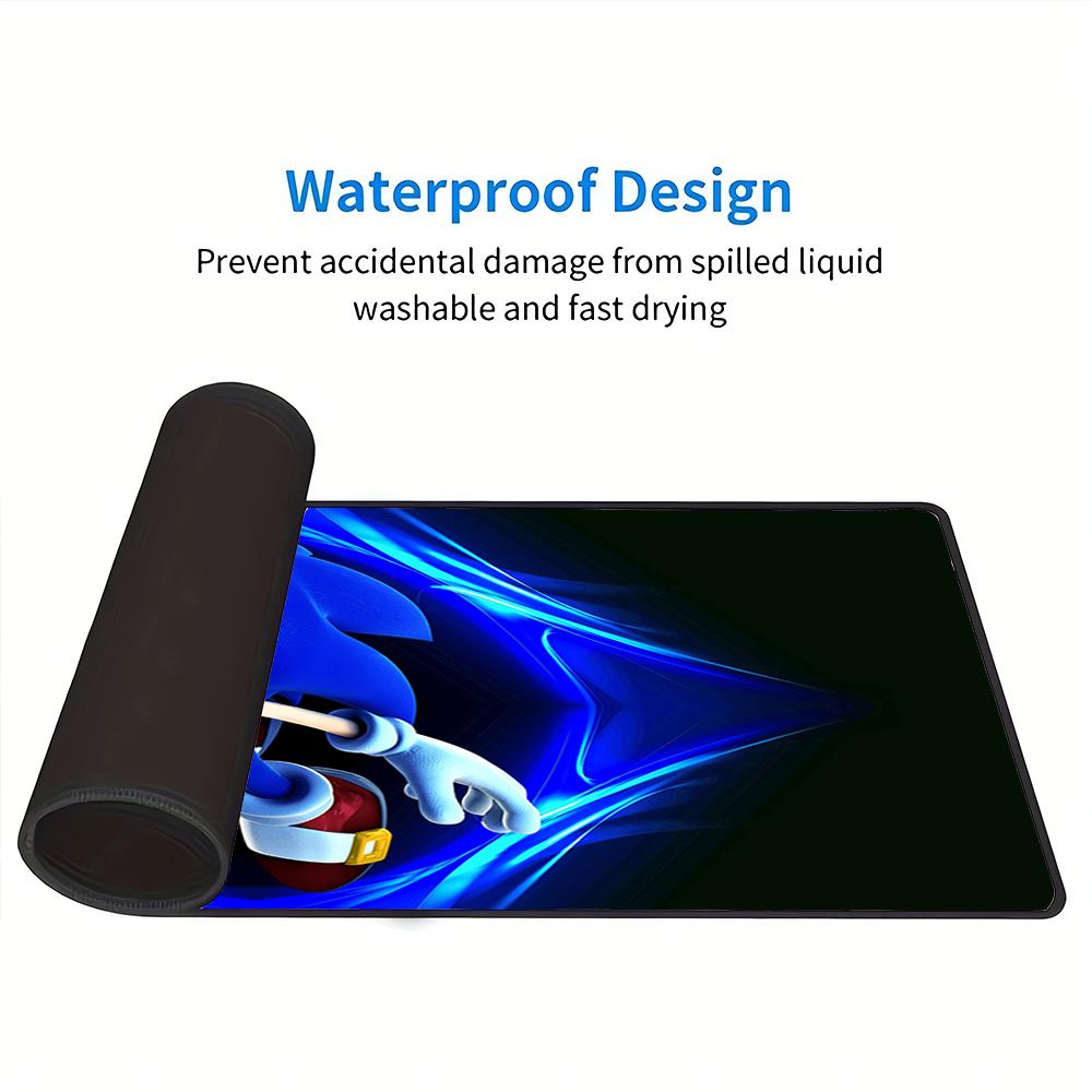 Sonic Through Blue Light Large Gaming Mouse Pad Nonslip Rubber Base Waterproof Desk Mat For Office Pc Laptop
