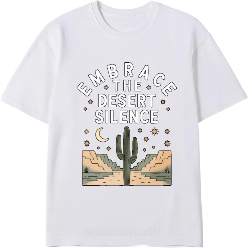 Adult Teenagers Crew Neck Tshirt Casual Embrace The Desert Silence Cactus Moon Stars Mountains Everyday Unisex Top Tees