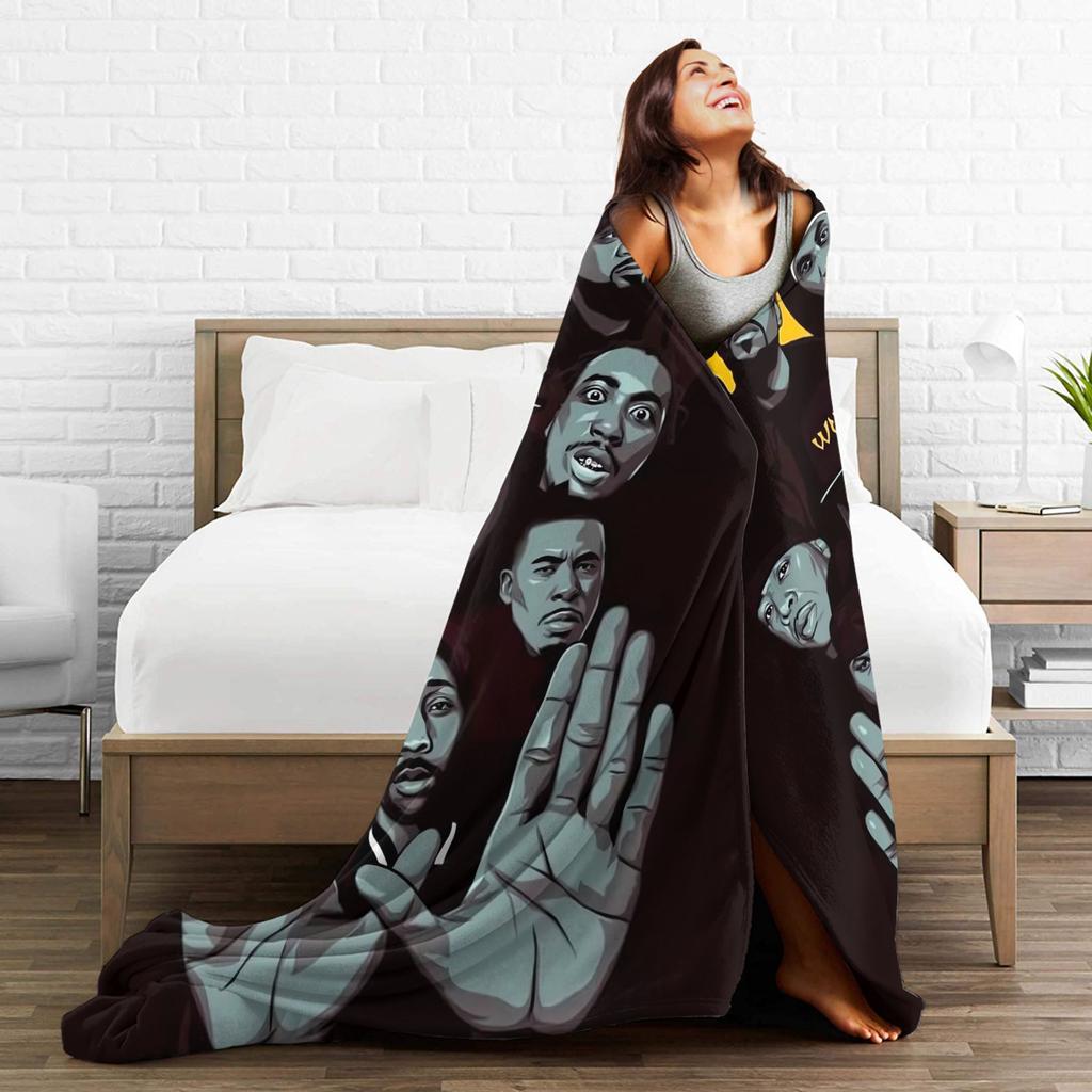 Wu T-TANG Clans Flannel Blanket Hip Hop Music Warm Soft Throw Blanket for Home Decor Travel Office Bedspread Sofa Bed Cover