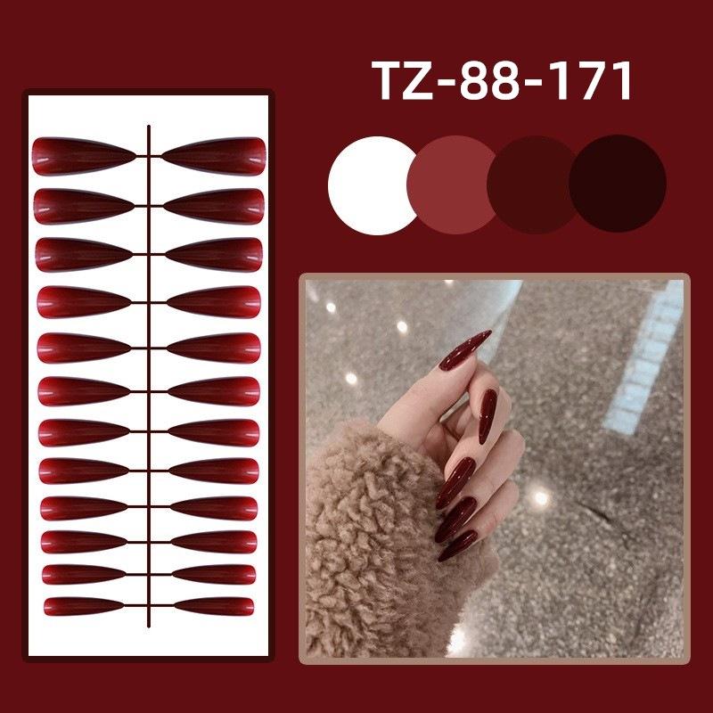 24Pcs New Detachable Solid Color Fake Nails Wearable Bright Long Ballet False Nails Full Cover Manicure Press-On Nails Women