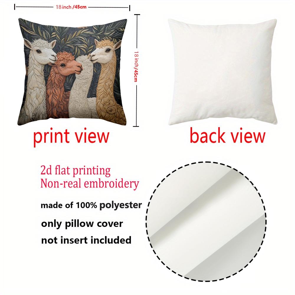 2D Flat Printing Cute Llama Pattern 2D Flat Printing Cushion Cover Polyester Pillowcase Sofa Decorative Cushion Cover