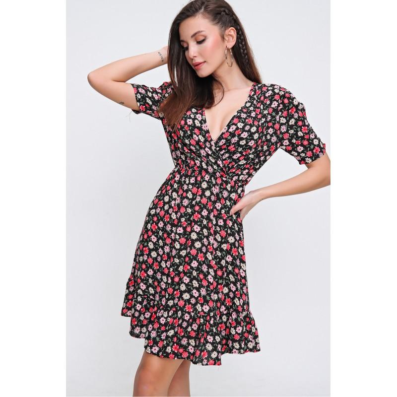 Vestido con estampado floral de cuello cruzado de cintura elástica –  MekaShopGt