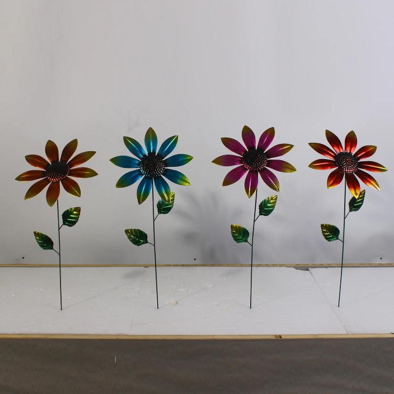 Colorful Metal Sunflower Garden Stakes Decorative Outdoor Flower Ornaments for Outdoor Yard Patio and Lawn Decoration