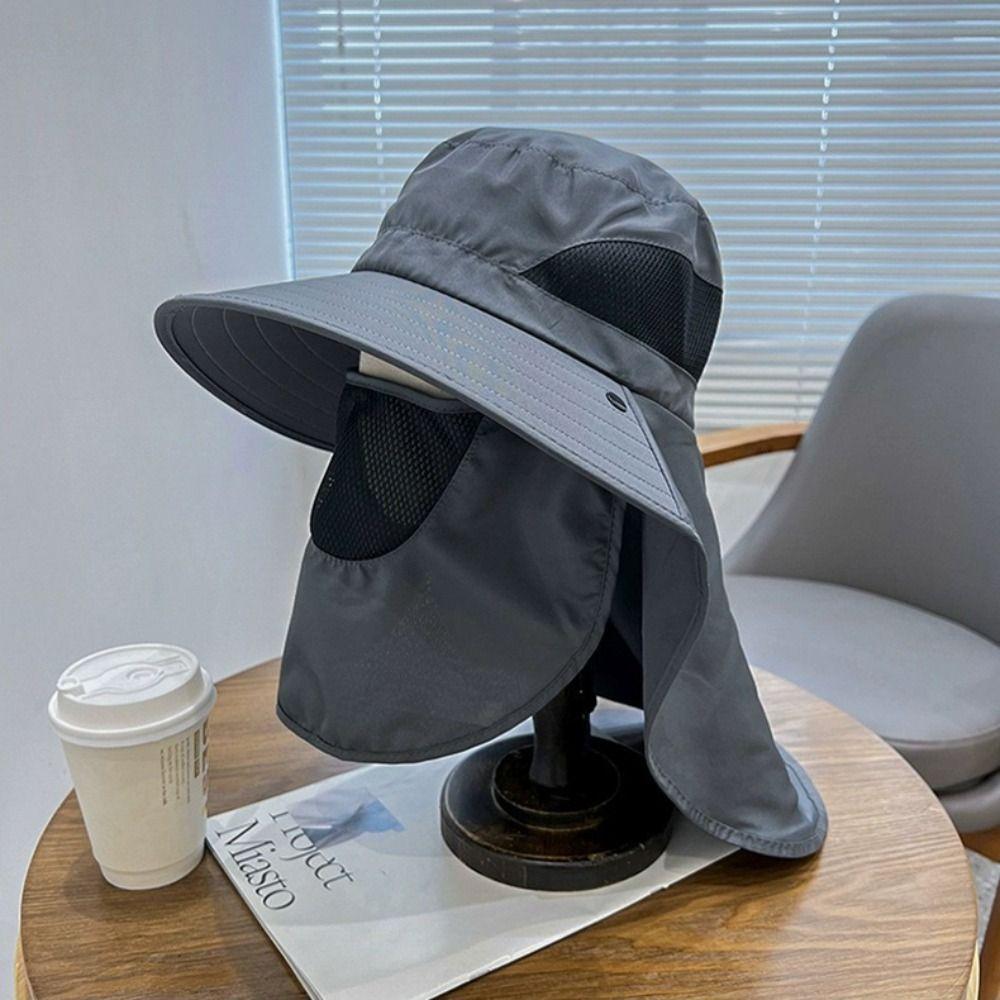With Neck Cover Outdoor Fisherman Hat Wide Brim Anti UV Cap Casual Bucket Hat  Men Women