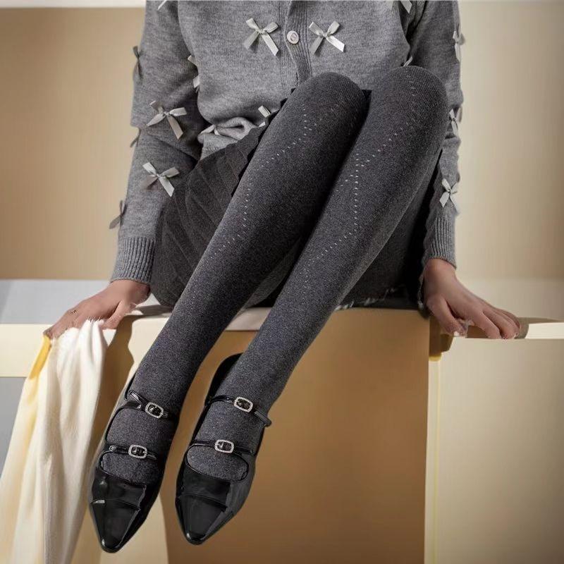 

2026 Knitted Tights Women Sexy Jacquard Pantyhose High Waist Elastic Winter Basic Pantyhose Lolita Y2K Leggings Slim Sockings One Size темно серый