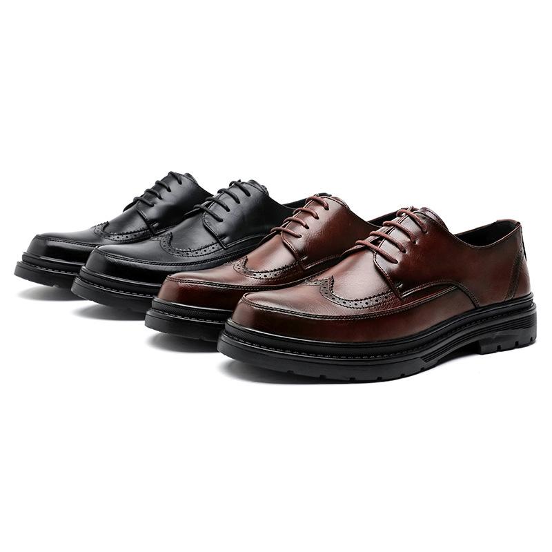 2024 new leather shoes breathable fashion trend youth British round head business dress men's leather shoes 97335-R