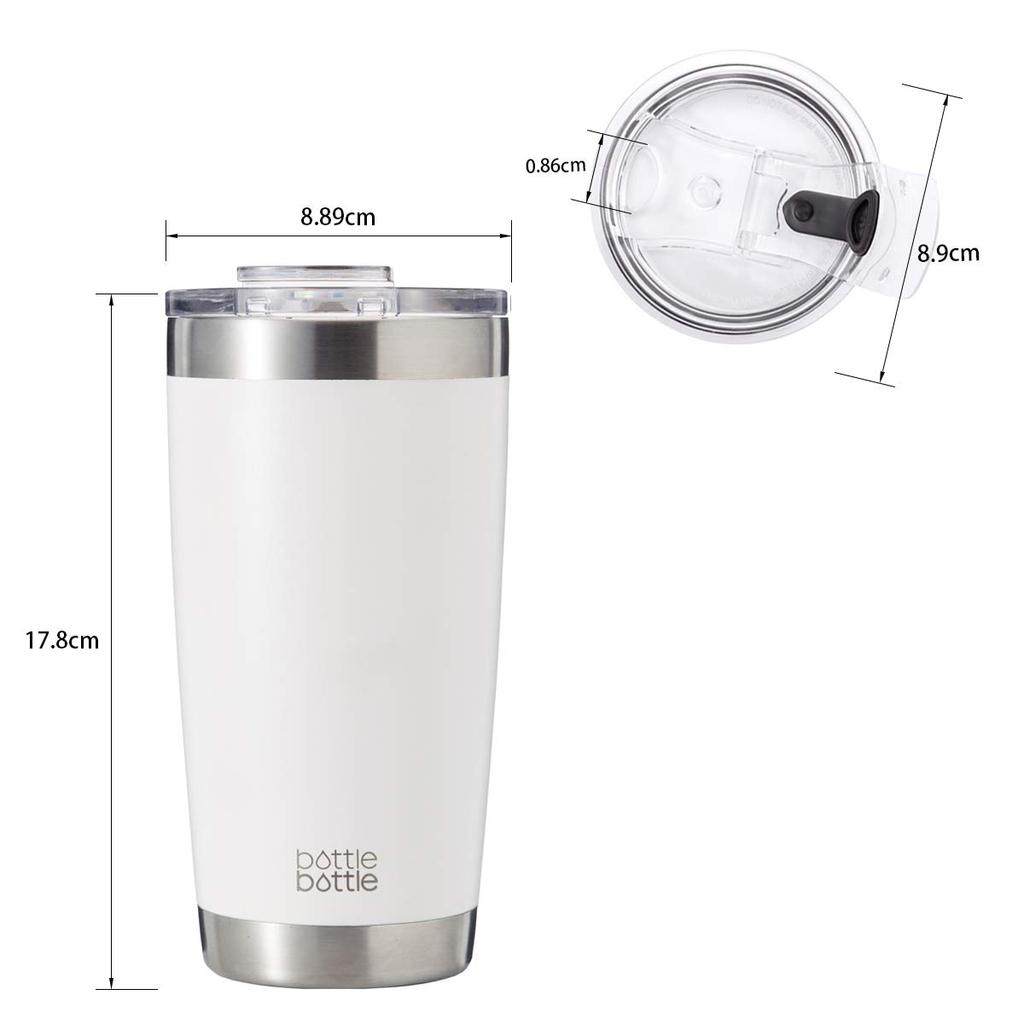 BOTTLEBOTTLE Tumbler with 600ml Large Capacity Water Stainless Steel Coffee Vacuum Keeps Drinks Hot or Includes Direct Drinking Lid, Overflow-Proof,