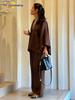 Causal Oversized Solid Cotton Linen Pant Suit Women Single Button Long Sleeve V-neck Shirt Set Summer New Lady Streetwear