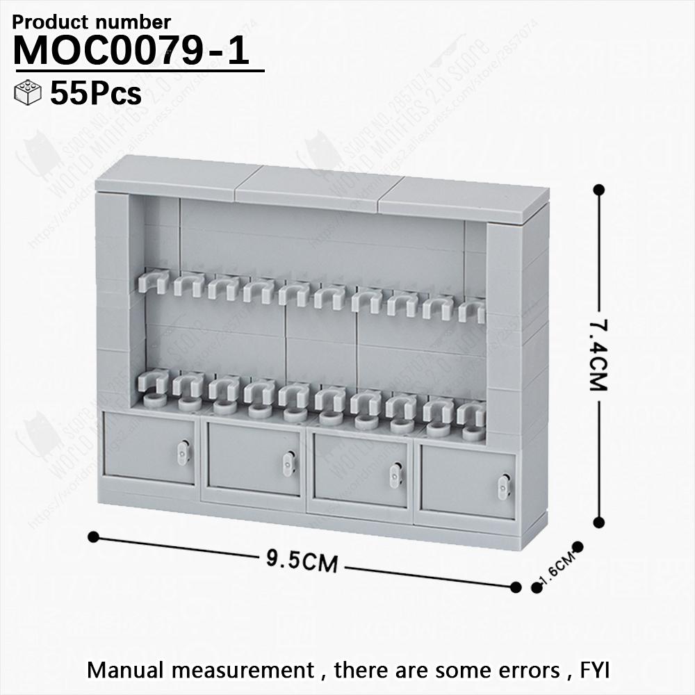 MOOXI WW2 Military Series Weapon Rack Guns Collection Model MOC Bricks DIY Assembled Building Blocks Toys For Boy Birthday Gifts