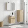 Bathroom Furniture Set 4 Pcs Sonoma Oak Engineered Wood and Glass