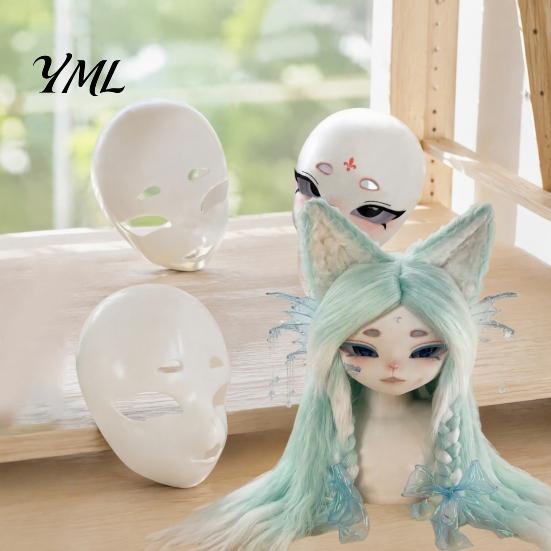 Full Face Plastic Mask DIY Blank Fox Mask, White Furry Head Base Unpainted Animal Anime Style Costume Fursuit Accessory for Halloween Masquerade