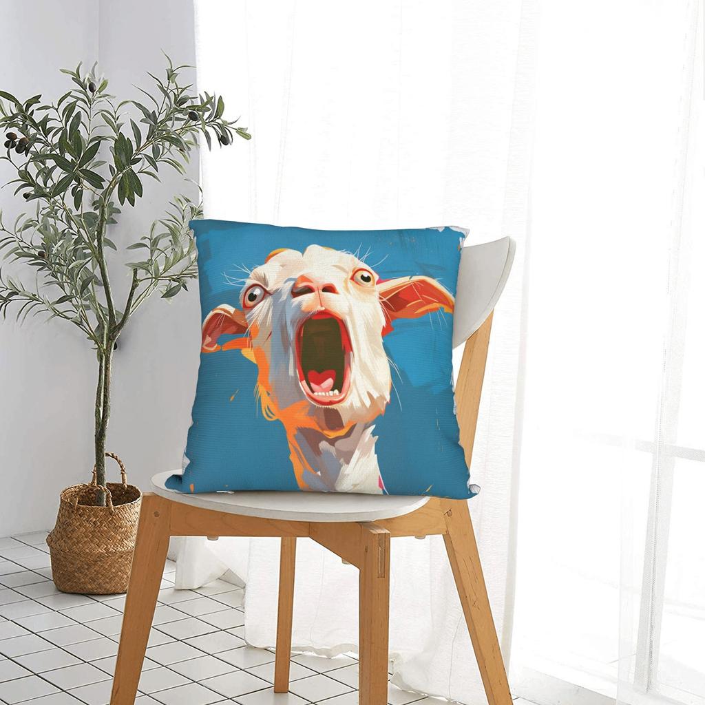 Federe per Cuscini Divertenti Meme Capra Urlante Federa Trendy Retrò per Divano Soggiorno Comoda Copertura per Cuscino
