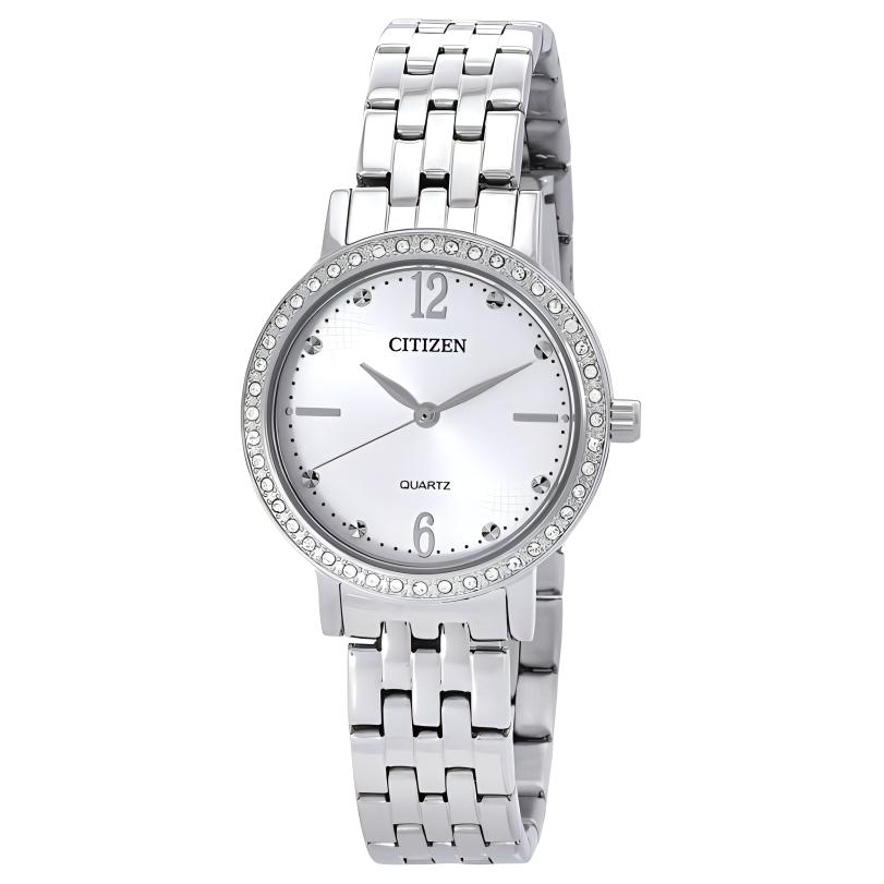 CITIZEN Quartz Collection Quartz Movement Stainless Steel Strap Watch 31mm Women s Watch Silver Dial EL3100-55A Silver Dial