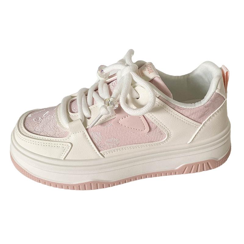 

B1606 latex insole/new Chinese thick baseplate shoes women s bread shoes niche explosion 2024 new little white shoes 40