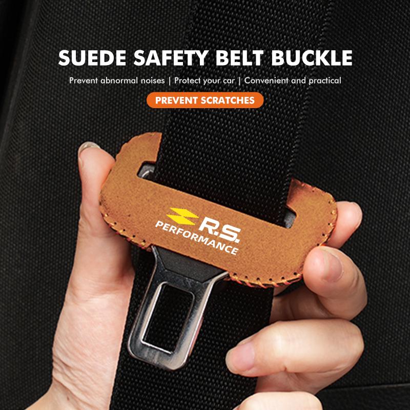 IRHQ6 Car Seat Belt Buckle Clip Suede Wear Resistant Protector Cover For Renault Clio Arkana Captur Twingo Talisman RS Logan Duster