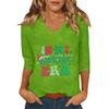 Women's Casual Fashionable Sexy Comfortable V-Neck Christmas Three-Quarter Sleeve Top