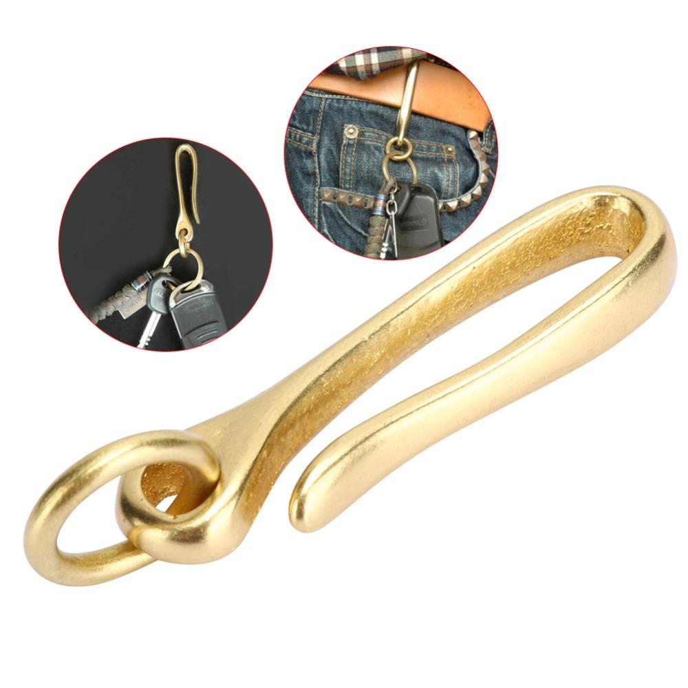 2pcs Fish Hook Keychain Belt Clip Holder Brass Car Keychain Hook U Shaped Key Chain Car Use