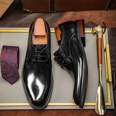 2024 2024 Derby Shoes  High Quality Leather Wedding Party Comfortable Lace Up Men Shoes 2024 New Men's Business Office Dress Shoes