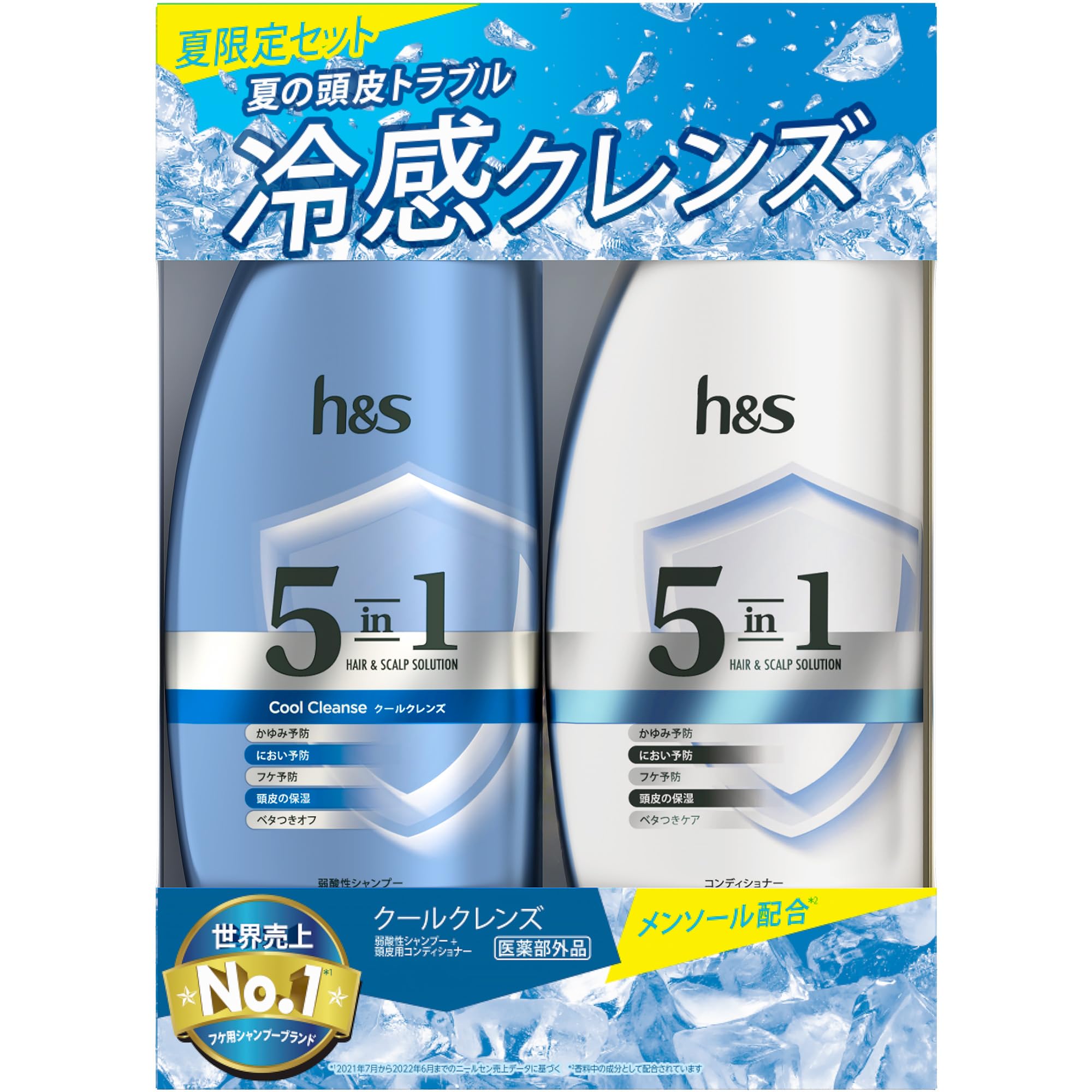

5in1 Shampoo Conditioner Set 340g 340g Cool Cleanse Series Limited h&s & + (H&S) [Summer Edition] синій