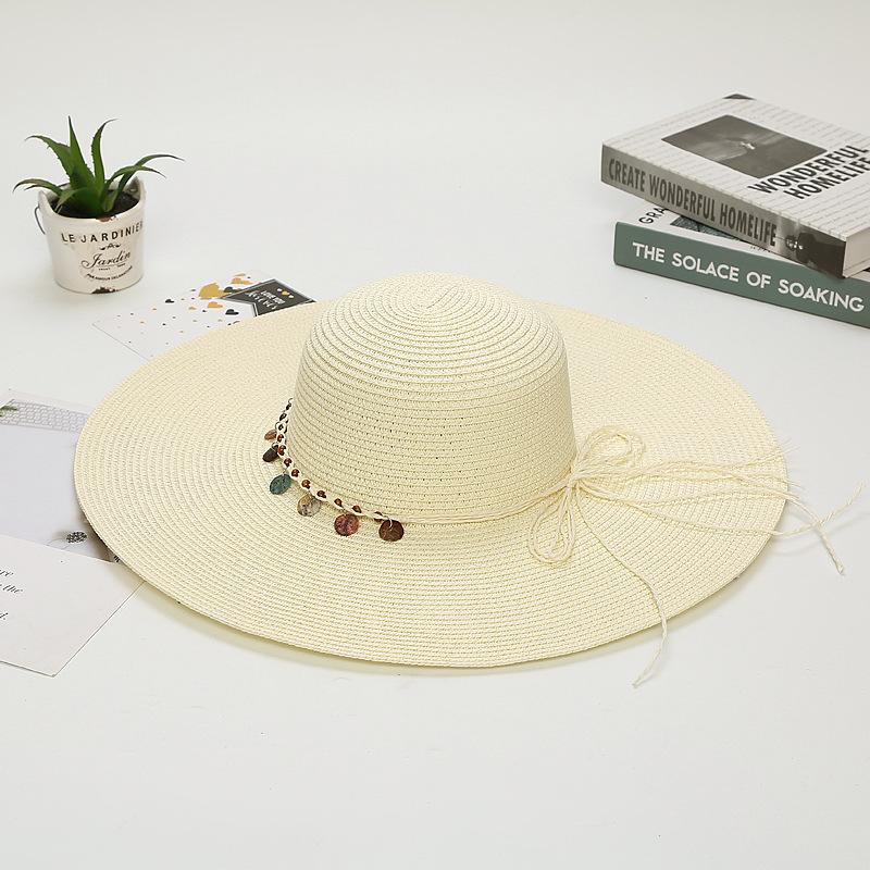 Spring and Summer Seaside Sunscreen Straw Hat Adjustable Beach Hat Children's Big Edge Sunshade Vacation Travel Sun Hat