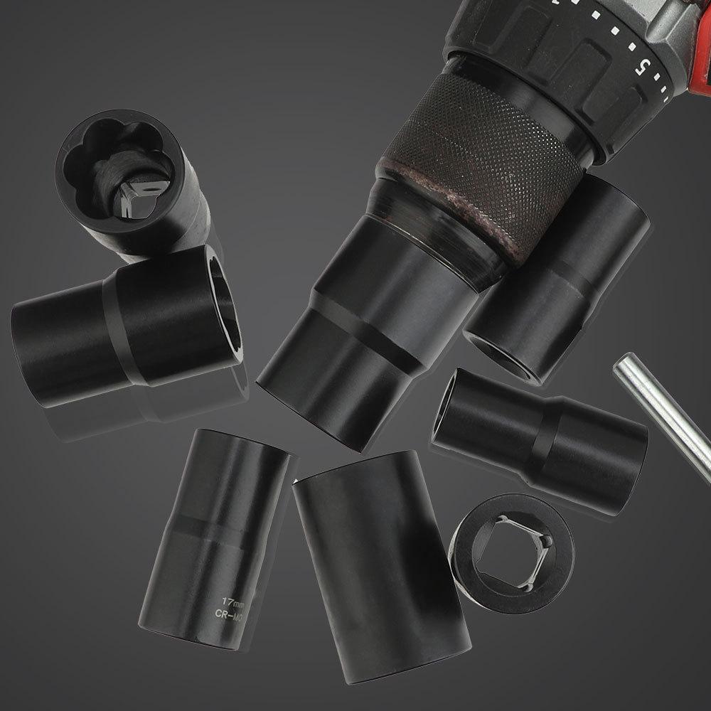 Bolt Extractor Set, 10 Piece Lug Nut Remover Socket Tool, 12Inch Drive Bolt Nut Extractor Kit,