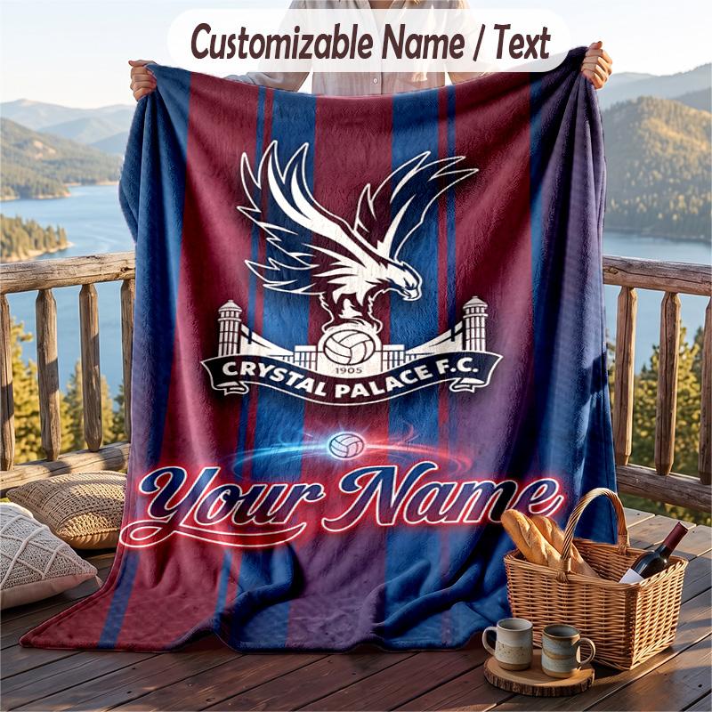 Flannel Blanket Crystal Palace Print Custom Name Text Soft Throw for Sofa Bed