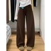 Women's High Waist Loose Fit Solid Color Wide Leg Jeans Warm Fleece Lined Straight Leg Denim Pants