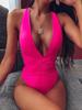 Sexy Deep V Neck Swimwear Backless Bandage One Piece Swimsuit Monokini Badpak Bathing Suit