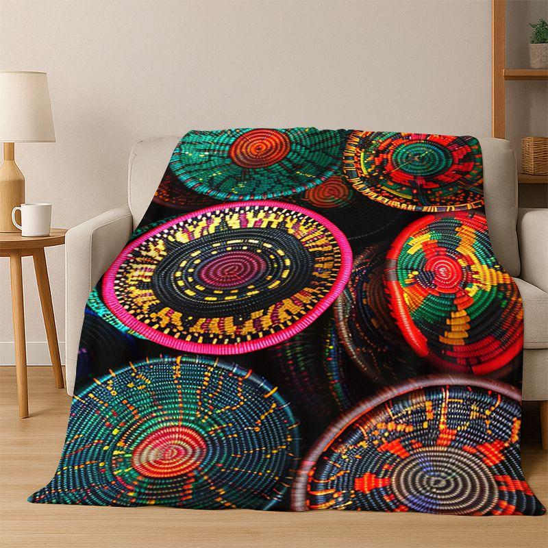 Äthiopien Blumen Gewebte Kunstkorb Mandala Flanell Decke Weiche Warme Überwurfdecke für Schlafzimmer Wohnzimmer Bett Reise Camping