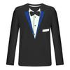 Funny Gentleman Suit Graphci Long Sleeve T Shirt For Men Casual Crew Neck Oversized Tee Shirt Tops For Men Clothes Streetwear