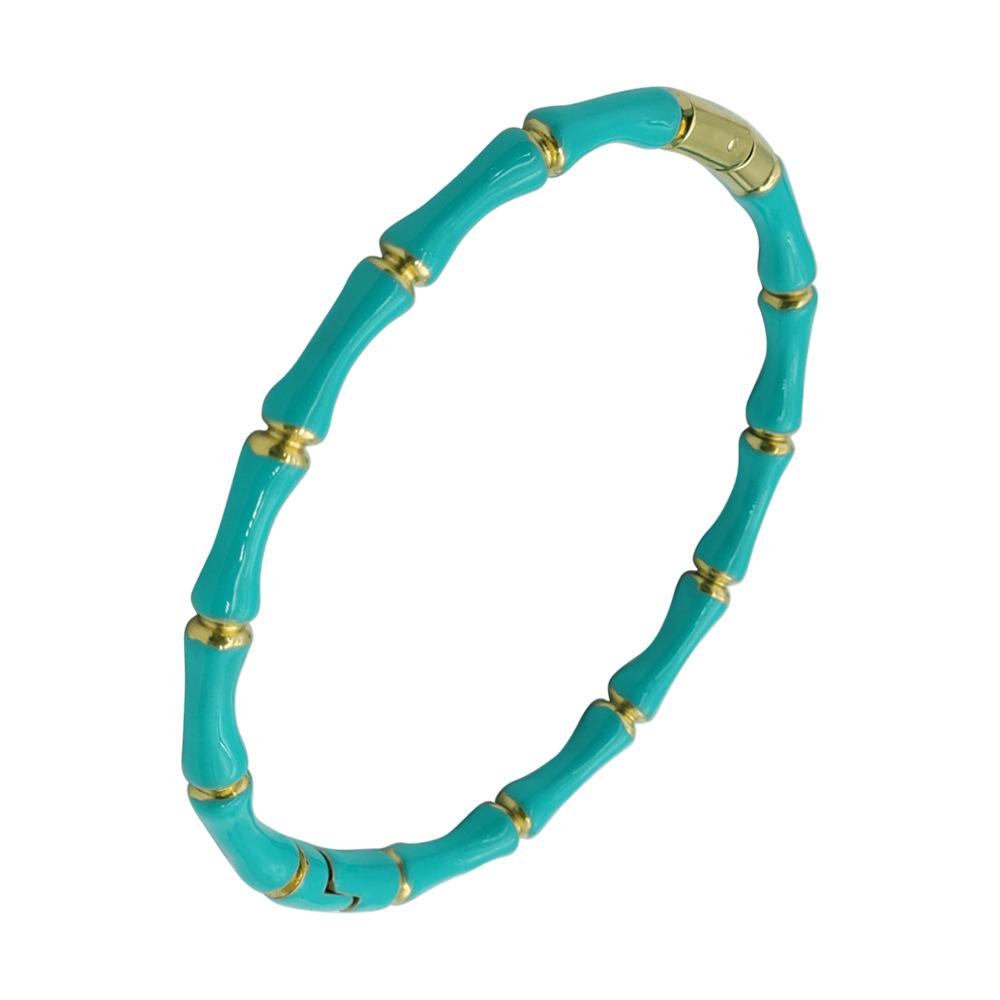 Gold Bamboo Pattern Women's Bracelet with Colored Epoxy Resin