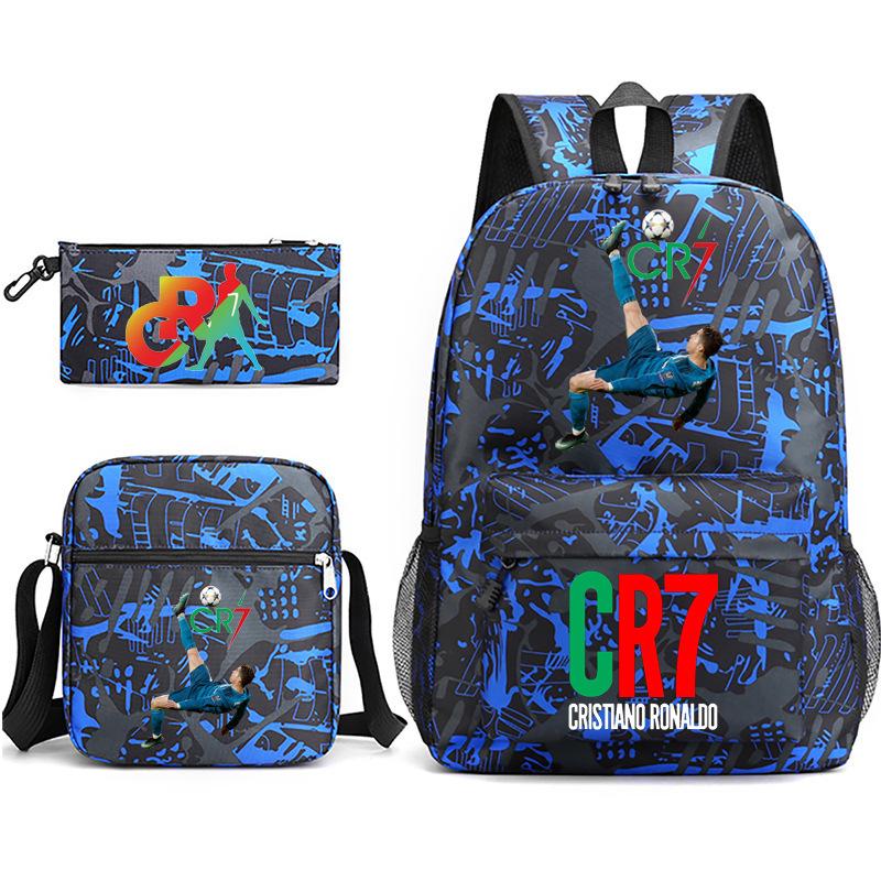 Mochila escolar de gran capacidad con correa para el hombro; set de tres piezas para estuche de lápices de estudiante