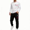 Men's Outdoor Sports Two Piece Set Breathable Long Sleeve Shirt and Elastic Waist Jogger Pants Casual Athletic Wear for Daily Activities