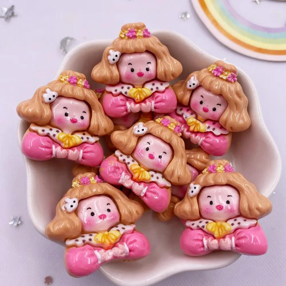 

10 шт. кавайные смоляные красочные 3D мультяшные фигурки с бантом для девочек, плоские каменные фигурки, скрапбукинг, брелок для ключей, аксессуары для декора