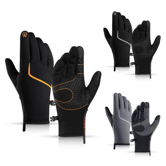 

1 Pair Unisex Winter Waterproof Warm Touch Screen Gloves for Cycling Running M серый