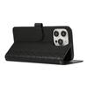 For iPhone 15 Pro Case 3D Rhombus Grid Imprinted Wallet Leather Phone Cover with Lanyard