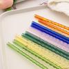 15 PCS Reusable Glass Straws, 8 Inch X 0.3" Thread Pattern Design Colored Drinking Straws, Include 12 Straight Straws, 2 Cleaning Brushes, 1 Bag