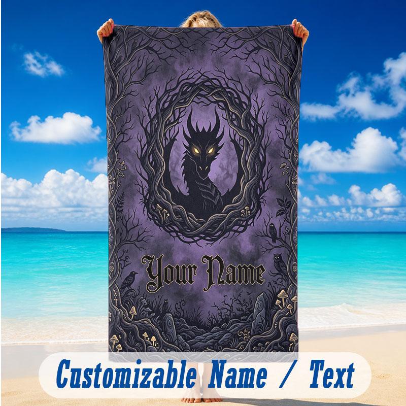 Fantasy Magic Theme Beach Towel Personalized Custom Name & Text Soft Quick Dry Beach Towel for Swimming Travel
