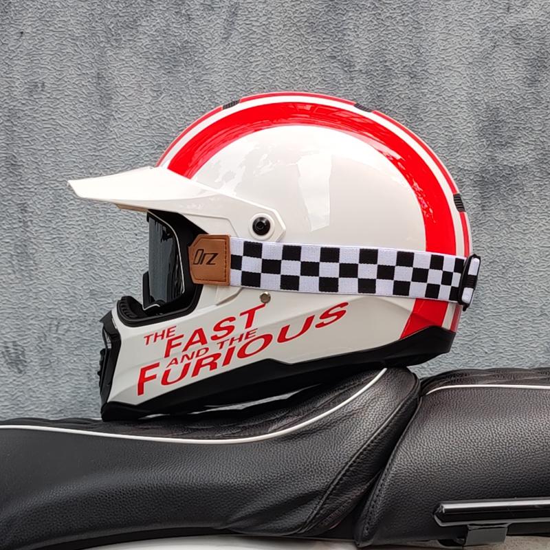 2024 new ORZ retro motorcycle helmet, American cruise full helmet, motorcycle with free brim
