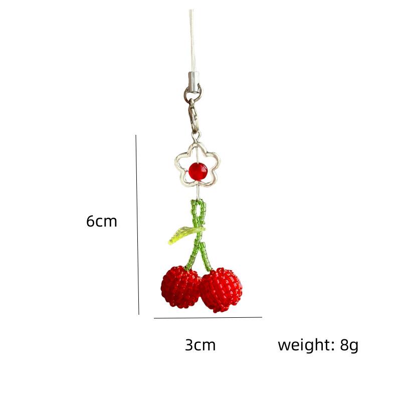 Minimalist Cute Cherry Phone Charm Strap Handmade Beaded Delicate Bag Keychain Lanyard For Airpods