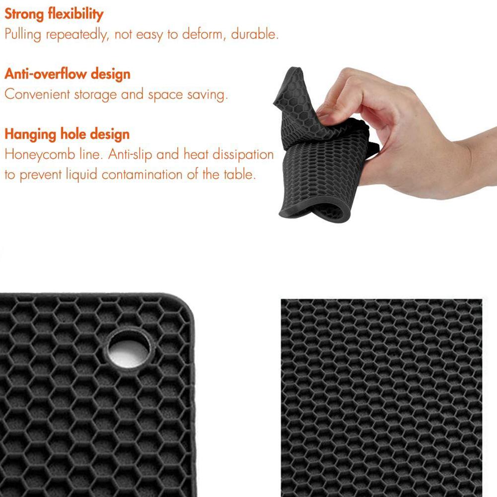 High Temperature Resistant Thermal Insulation Square Honeycomb Silicone Pot Mat 7.2 x 7.2 x 0.2in