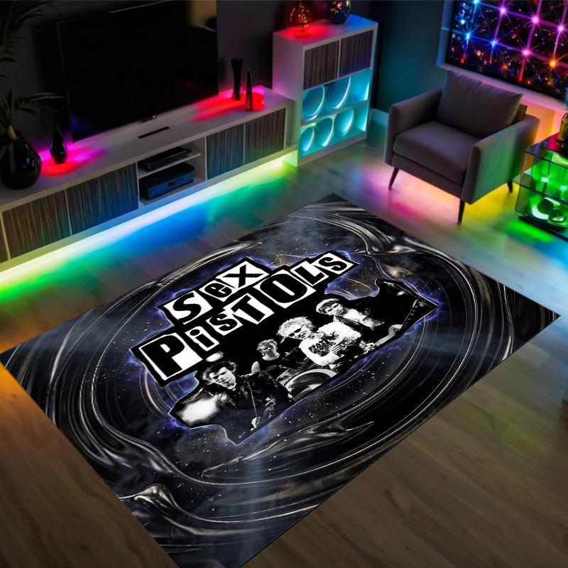 Sex Pistols Design Crystal Velvet Carpet Cozy Non?Slip Printed Rug For Bedroom Living Room Entrance