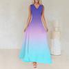 Women's Summer Casual Fashion Printed Dress V Neck Sleeveless Dress