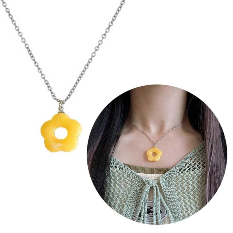 Simple Acrylic Flower Pendant Necklace Fashion Collar Necklaces Clavicle Chain Choker Necklace Neck Chain Jewelry