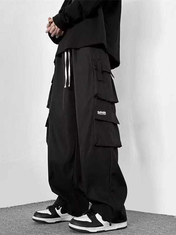 

American-Style Men s Trendy Loose Cargo Pants with Multiple Pockets - Teen Casual Straight-Leg Trousers 2XL