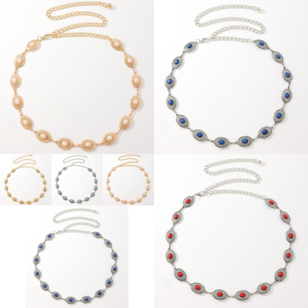 Bohemian Frau Metall Hüftkette Mit Perlenverzierungen Für Sommer Modeaccessoire