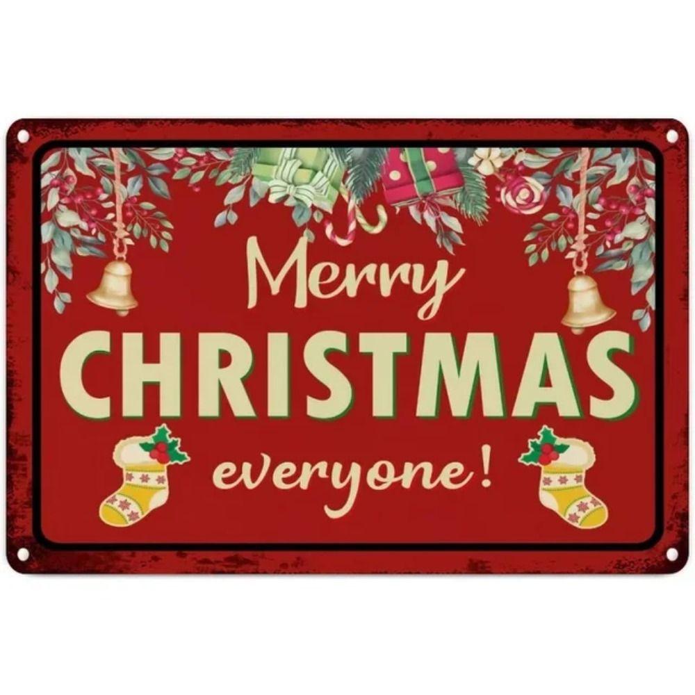 Merry Christmas Santa Metal Sign, Festive Holiday Wall Decor 20x30cm