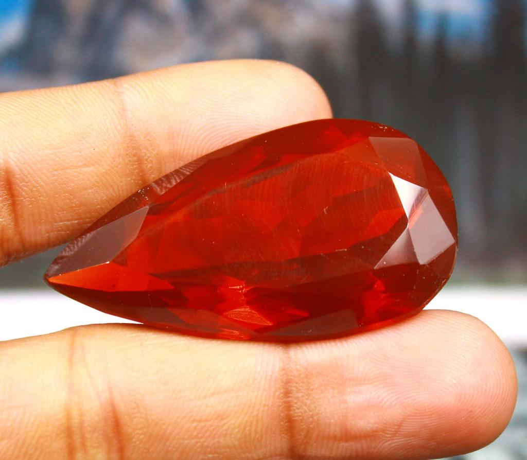 99.95 Carat Washington's Birthday Red Topaz Lab Created Pear Shape Certified Gemstone SN638