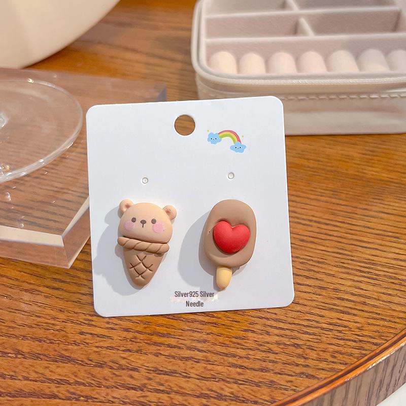 Japanese Kawaii Pastel Rabbit Bear & Strawberry Fruit Earrings with Silver Posts